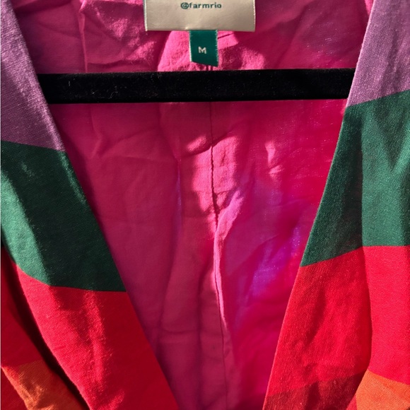 Farm Rio Amanda Stripe Blouse Linen Size M - Picture 4 of 5